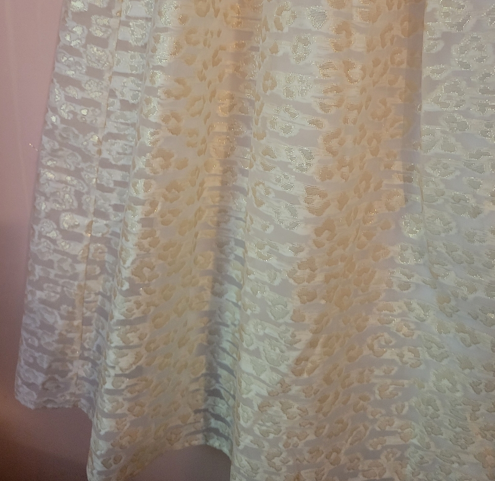 Anthropologie Burnout Shimmer Maxi Skirt, White & Gold, Side Zipper, NWT, Small - Picture 11 of 16